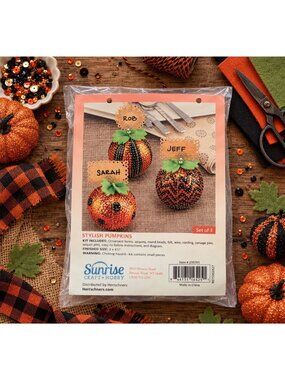 Vintage Sunrise Sequin Push Pin Ornament Craft Kit Stylish Pumpkins Halloween